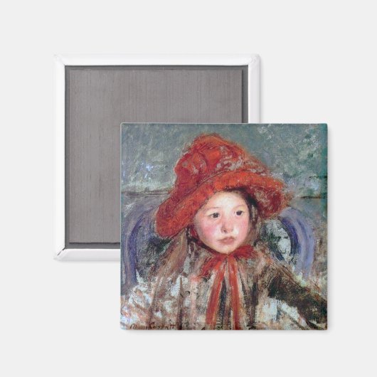 Meisje in een groot rood Pet, Mary Cassatt Magneet (Voorkant / Achterkant)