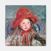Meisje in een groot rood Pet, Mary Cassatt Magneet (Voorkant)