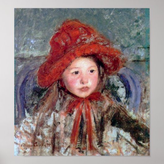 Meisje in een groot rood Pet, Mary Cassatt Poster (Voorkant)