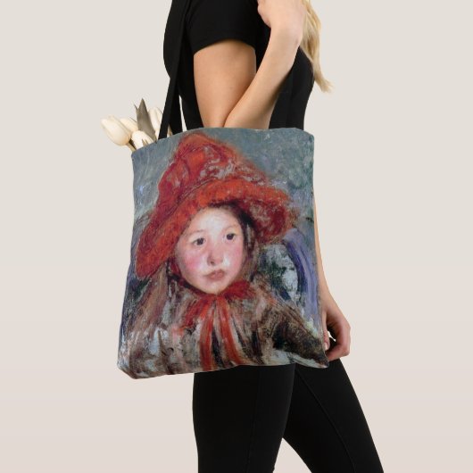 Meisje in een groot rood Pet, Mary Cassatt Tote Bag (Dichtbij)