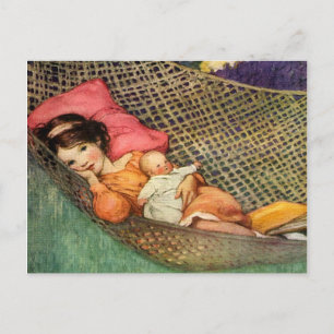 Meisje in een Hammock door Jesse Willcox Smith Briefkaart