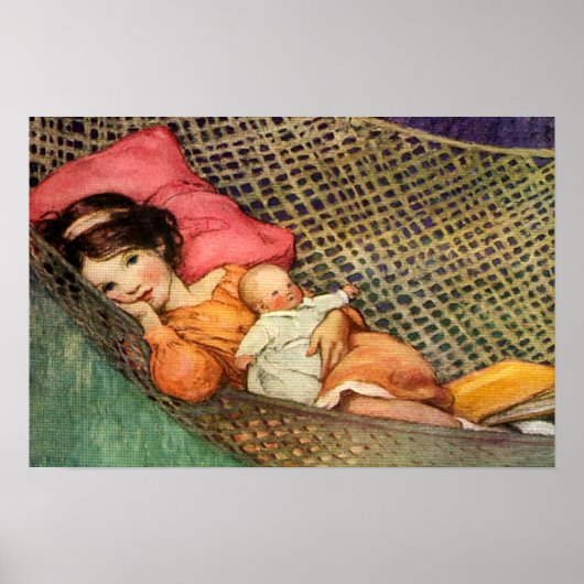 Meisje in een Hammock door Jesse Willcox Smith Poster (Voorkant)