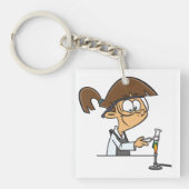 Meisje in een laboratorium sleutelhanger (voorkant)