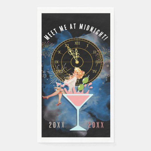 Meisje in een Martini glas Nieuwjaar Servet (Voorkant)