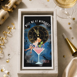 Meisje in een Martini Glas Nieuwjaar Servet