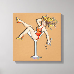 MEISJE IN EEN MARTINI GLAS (Olivia) Gallery Wrappe Canvas Afdruk