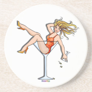 Meisje in een Martini Glas Onderzetter - Olivia
