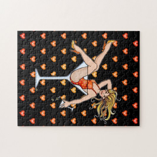 MEISJE IN EEN MARTINI GLASS (2) PUZZLE OF PUZZZLE  LEGPUZZEL (Horizontaal)