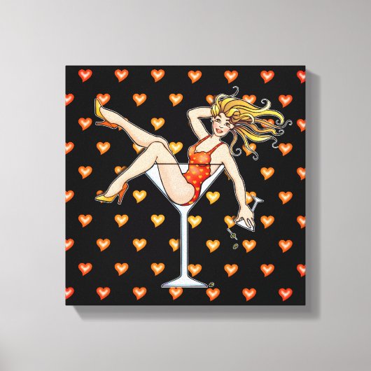 MEISJE IN EEN MARTINI GLASS-galerij met vervloekt Canvas Afdruk (Voorkant)