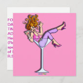 MEISJE IN EEN MARTINI GLASS (Red) PARTIJINVITATIE Kaart (Voorkant / Achterkant)