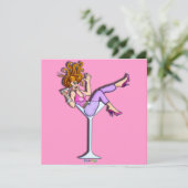MEISJE IN EEN MARTINI GLASS (Red) PARTIJINVITATIE Kaart (Staand voorkant)