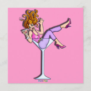 MEISJE IN EEN MARTINI GLASS (Red) PARTIJINVITATIE Kaart