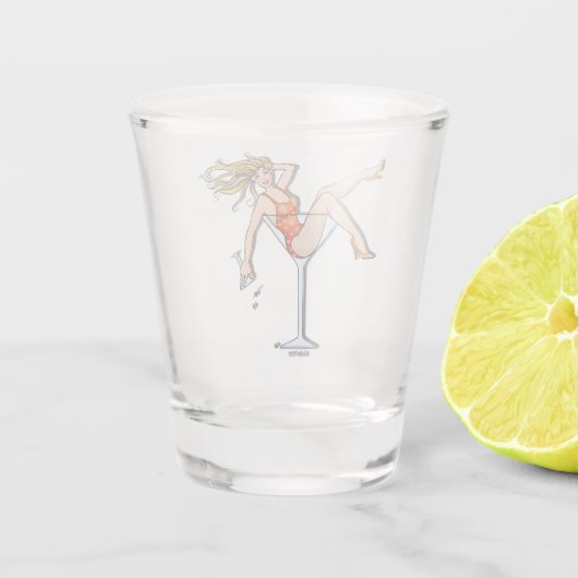 MEISJE IN EEN MARTINI GLASS RED SHOT GLAS (Achterkant)