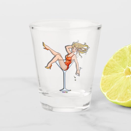 MEISJE IN EEN MARTINI GLASS RED SHOT GLAS (Voorkant)