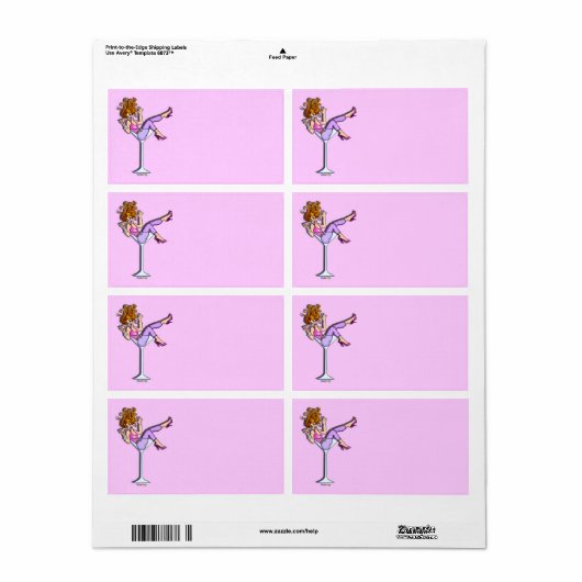 MEISJE IN EEN MARTINI GLASS (Roze ETIKETTEN) Etiket (Full Sheet)