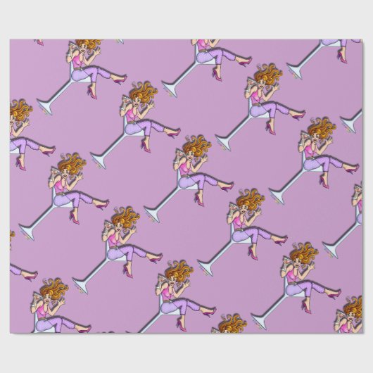 Meisje in een Martni Glass 1 WRAPPINGPAPIER Cadeaupapier (Vlak)