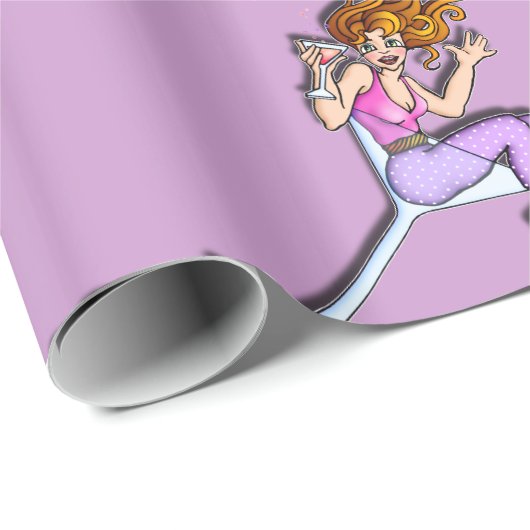 Meisje in een Martni Glass 1 WRAPPINGPAPIER Cadeaupapier (Rol Hoek)