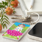 Meisje in een Park Sleutelhanger (Voorkant Rechts)