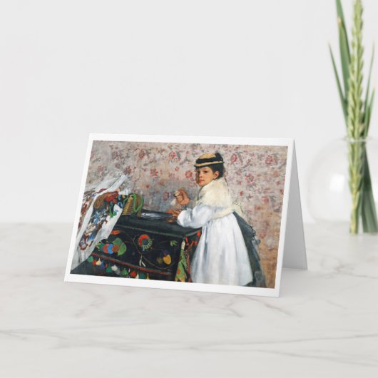 meisje in een Pet, Edgar Degas Kaart (Voorkant)