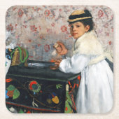 meisje in een Pet, Edgar Degas Kartonnen Onderzetters (Voorkant)