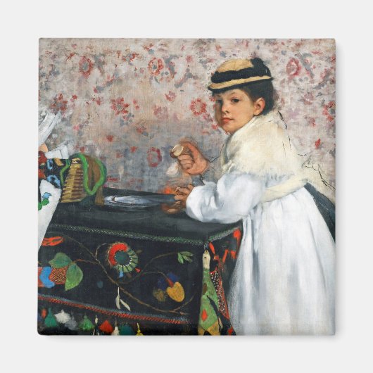 meisje in een Pet, Edgar Degas Magneet (Voorkant)