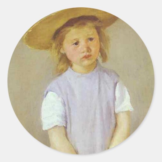 Meisje in een Pet, Mary Cassatt Ronde Sticker (Voorkant)