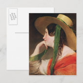 Meisje in een Pet met gele stro, Briefkaart (Voorkant / Achterkant)