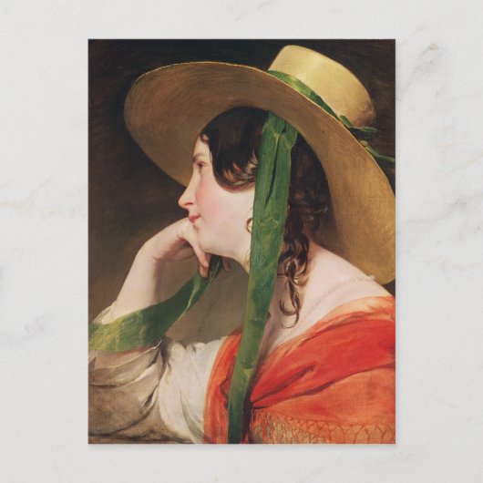 Meisje in een Pet met gele stro, Briefkaart (Voorkant)