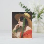 Meisje in een Pet met gele stro, Briefkaart (Staand voorkant)