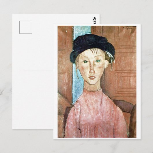 Meisje in een Pet, Modigliani Briefkaart (Voorkant / Achterkant)