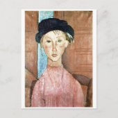 Meisje in een Pet, Modigliani Briefkaart (Voorkant)