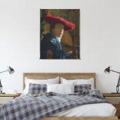 Meisje in een rood Pet Vermeer Canvas Afdruk (Insitu (Slaapkamer))
