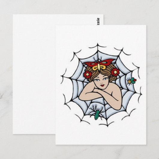  meisje in een spinnenwebkunst briefkaart (Voorkant / Achterkant)
