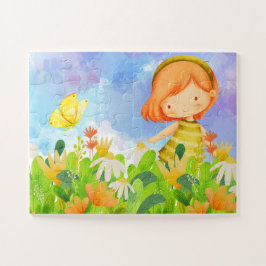 Meisje in een tuin Kleurrijke Kunst voor Kinderen Legpuzzel