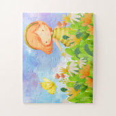 Meisje in een tuin Kleurrijke Kunst voor Kinderen  Legpuzzel (Verticaal)