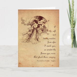 Meisje in een Tuin Valentijn Feestdagen Kaart