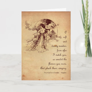 Meisje in een Tuin Valentijn Feestdagen Kaart