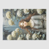 Meisje in een tuin van hortensia's - Decoupage - Tissuepapier (Voorkant)