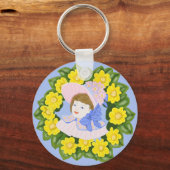 Meisje in een Victoriaans Paaspoen Sleutelhanger (Voorkant)
