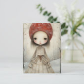 Meisje in een winterbos briefkaart (Staand voorkant)