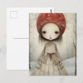 Meisje in een winterbos briefkaart (Voorkant / Achterkant)