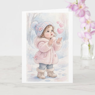 Meisje in een winterse kaart