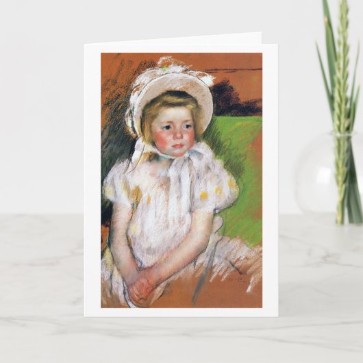 Meisje in een witte Bonnet, Mary Cassatt Kaart (Voorkant)