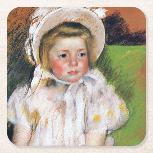 Meisje in een witte Bonnet, Mary Cassatt Kartonnen Onderzetters (Voorkant)