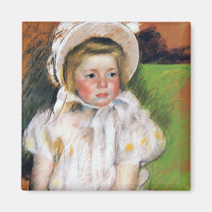 Meisje in een witte Bonnet, Mary Cassatt Magneet