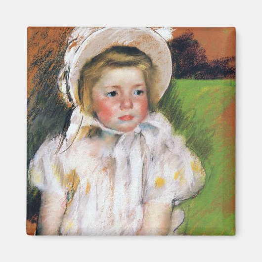 Meisje in een witte Bonnet, Mary Cassatt Magneet (Voorkant)