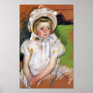 Meisje in een witte Bonnet, Mary Cassatt Poster