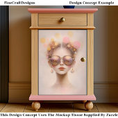 Meisje in een zonnebril met glitter DN2B Decoupage Tissuepapier