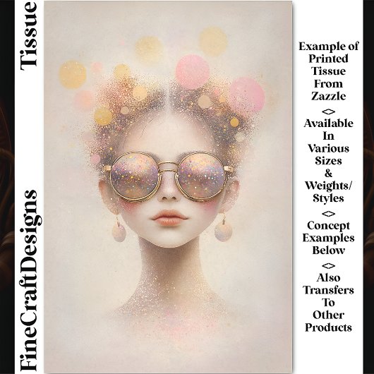 Meisje in een zonnebril met glitter DN2D decoupage Tissuepapier