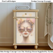 Meisje in een zonnebril met glitter DN2D decoupage Tissuepapier